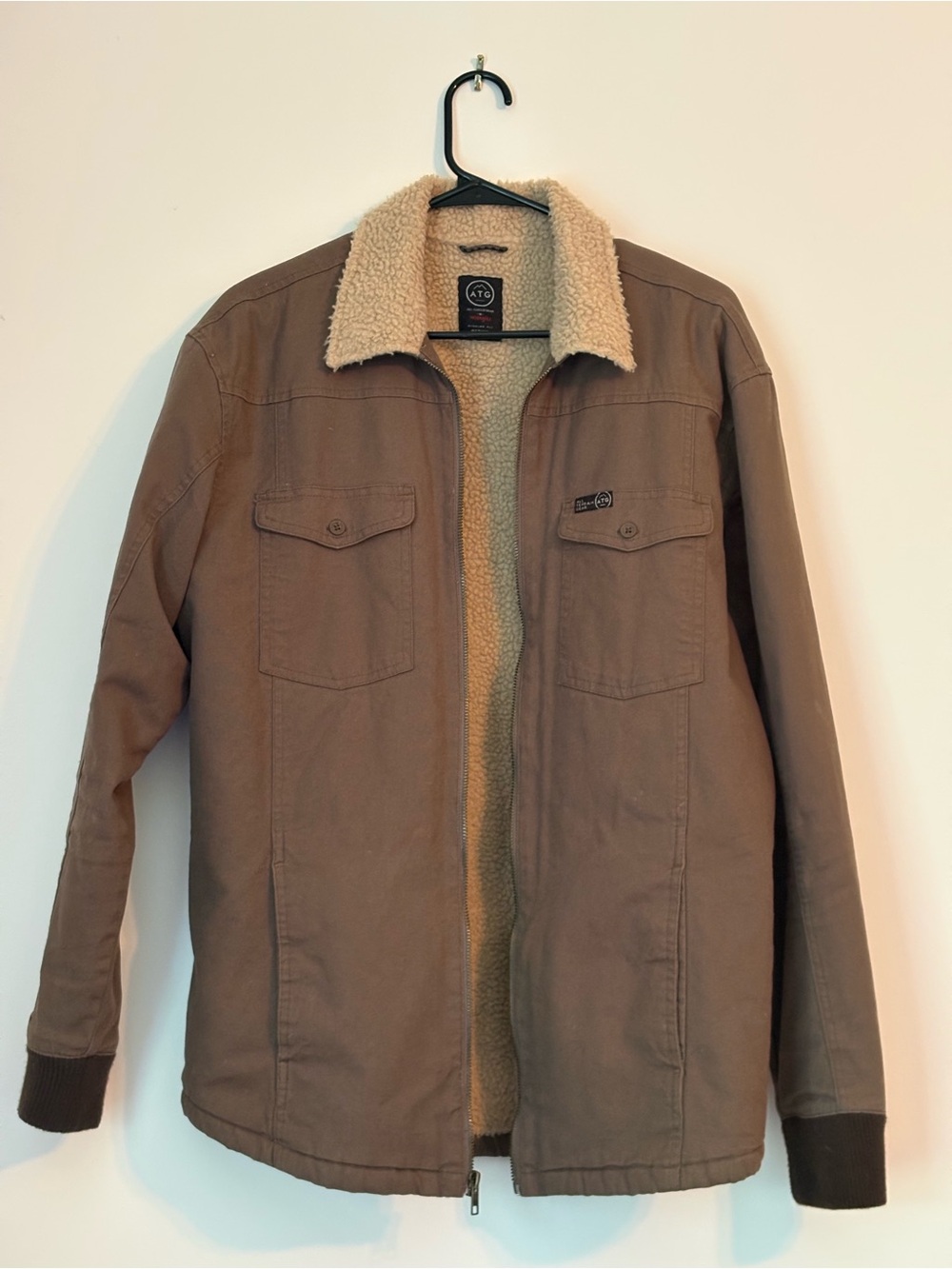 Wrangler Brown Jacket with Cream Sherpa Collar